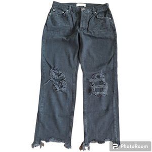 Free People Maggie Mid Rise Straight leg Women's Jeans, Washed Black,, Size 26,
